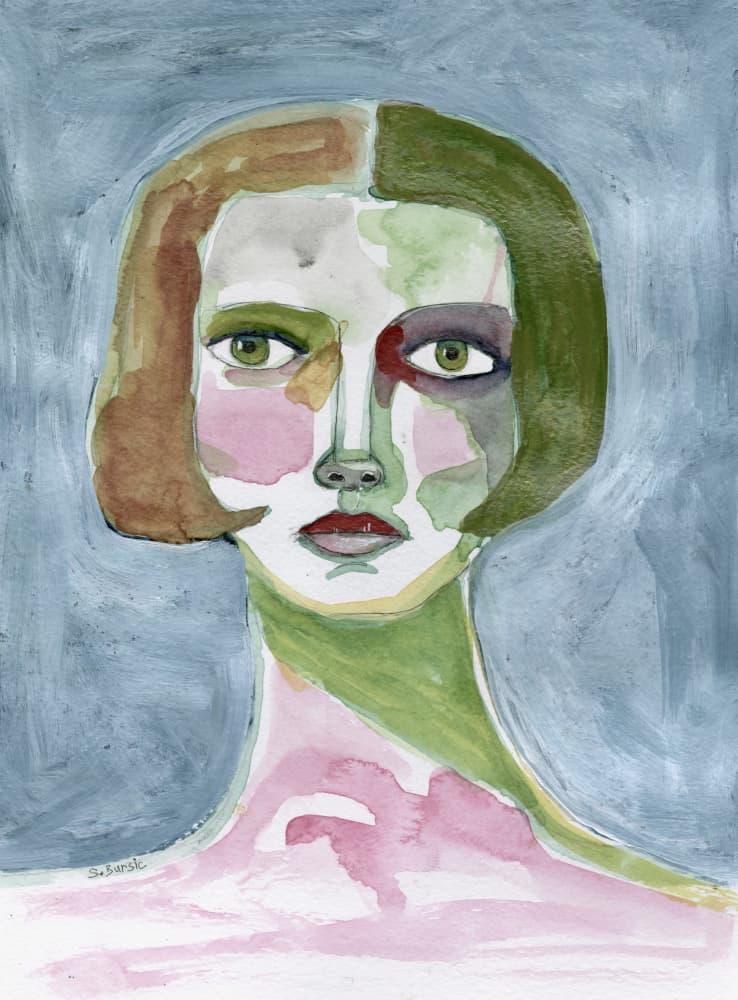 Colorful Woman Portrait by Sharyn Bursic — canvas wall art