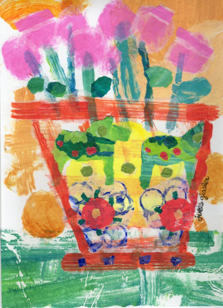 Vibrant Floral Pot by Jules Gissler — canvas wall art