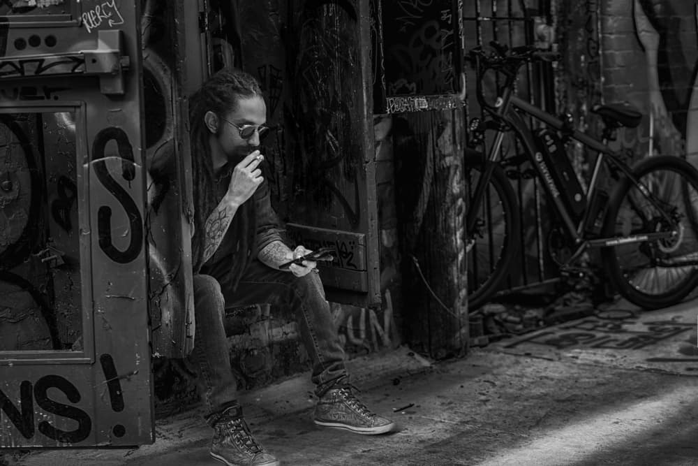 Smoking Man Urban Alley by Betty Liu — canvas wall art
