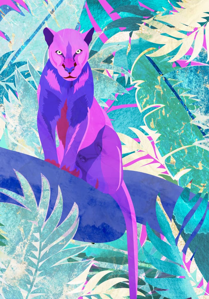 Vibrant Jungle Panther by Sarah Manovski — canvas wall art