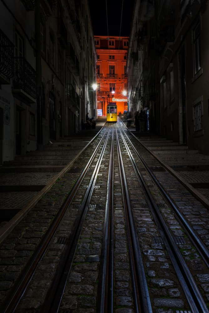 Steep City Tram by Ryan Li — canvas wall art