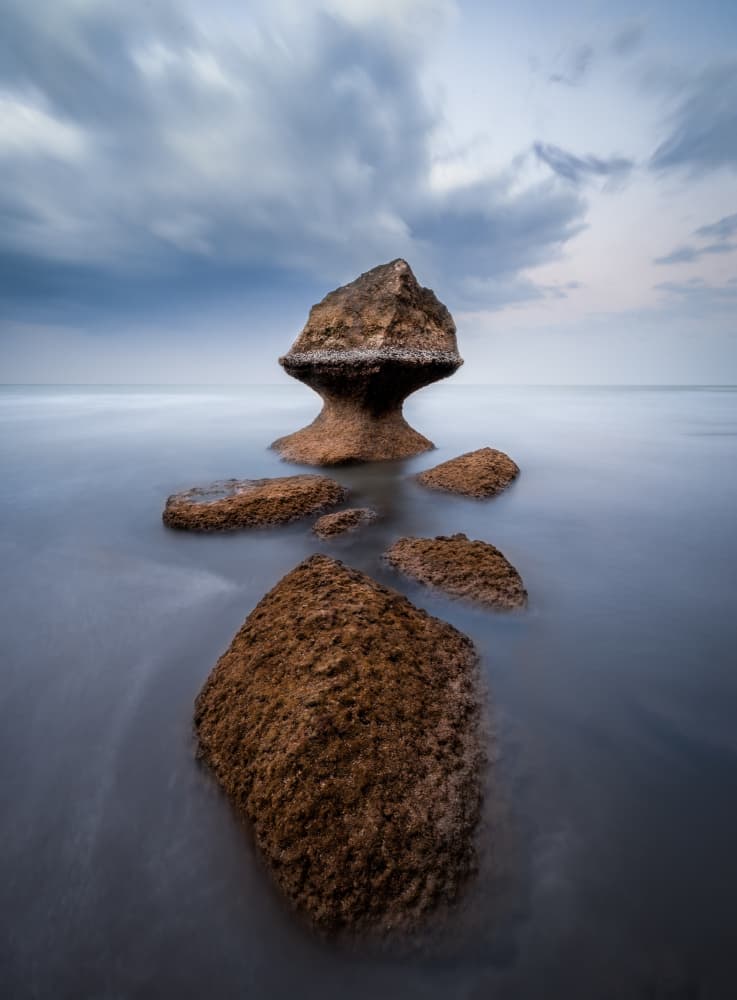 Mushroom Rock Seascape by Khalid Jamal — canvas wall art