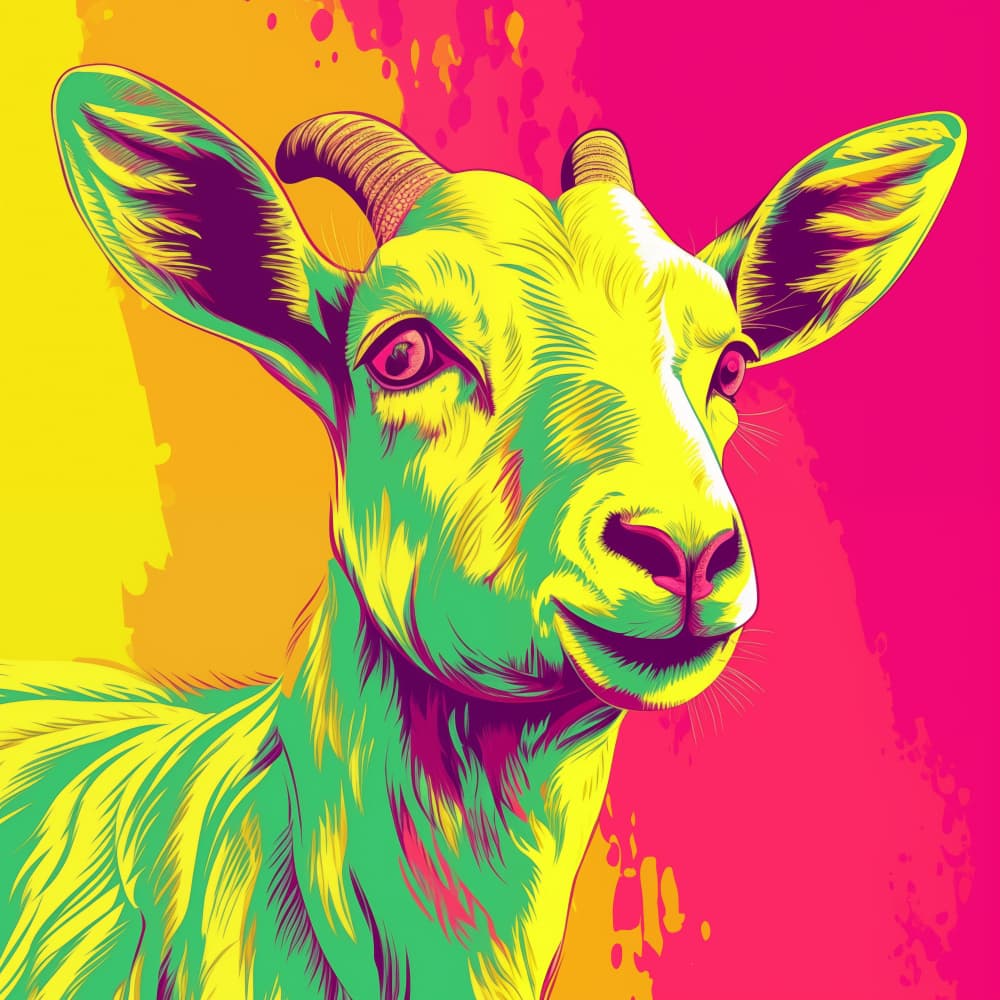 Colorful Smiling Goat by Andreas Magnusson — canvas wall art