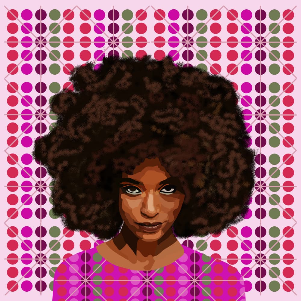 Vibrant Afro Pattern Portrait by Lynnda Rakos — canvas wall art
