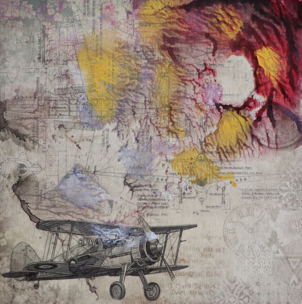 Biplane Travel Map by Santhosh ch — canvas wall art