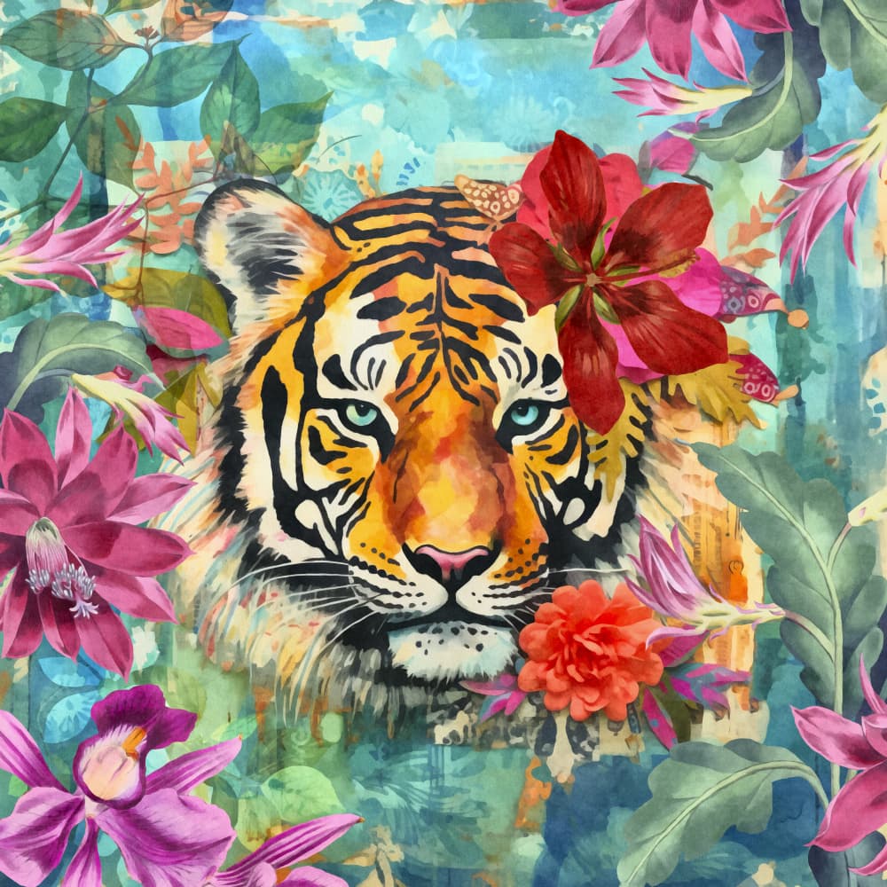 Colorful Jungle Tiger by Andrea Haase — canvas wall art