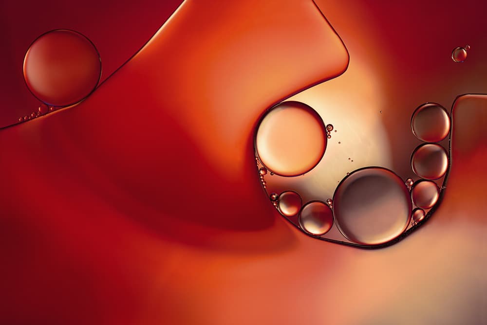 Abstract Red Bubbles by Heidi Westum — canvas wall art