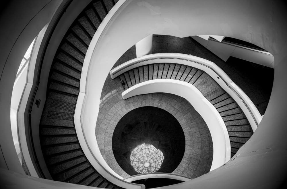 Geometric Spiral Stairs by Bong Goo Kang — canvas wall art
