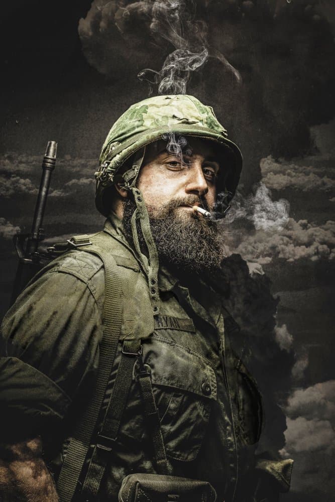 Bearded Soldier Smoking by Klaus Tesching — canvas wall art