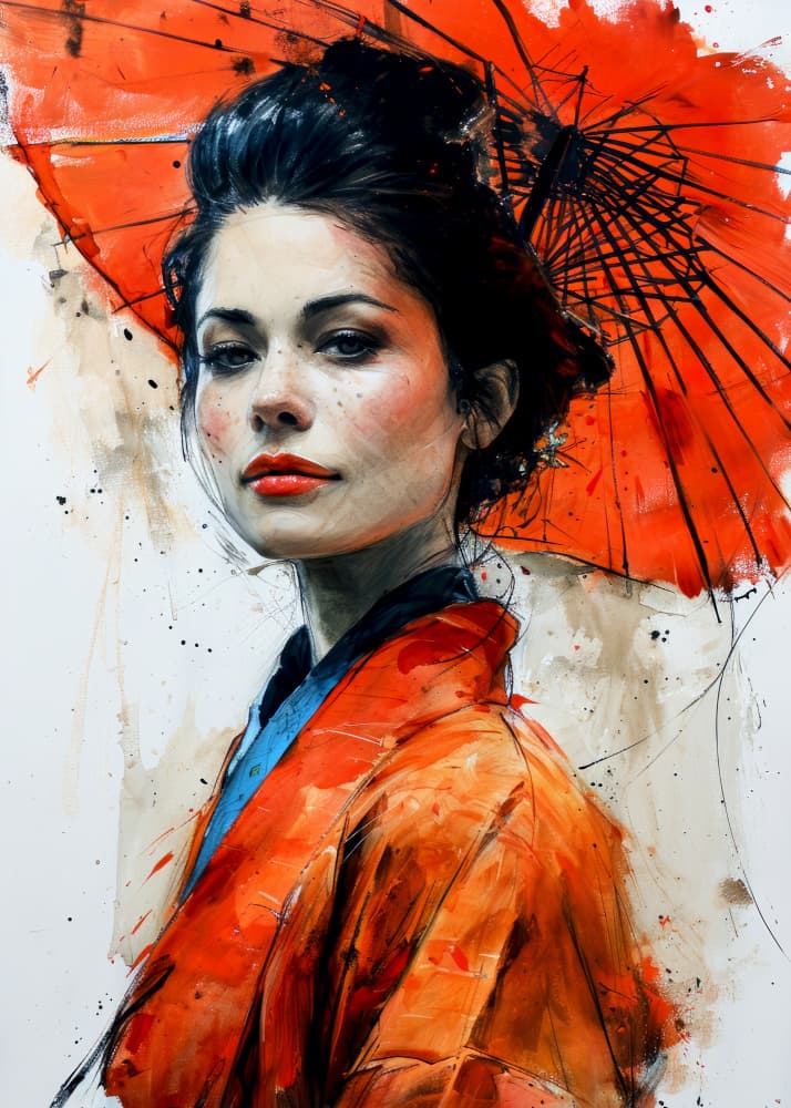 Woman with Red Parasol by Justyna Jaszke — canvas wall art