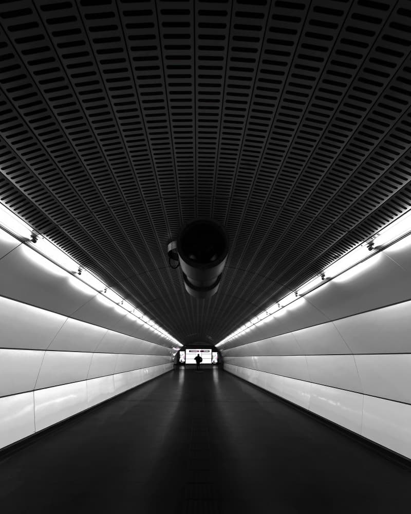 Solitary Figure Tunnel by Jorge Pimenta — canvas wall art
