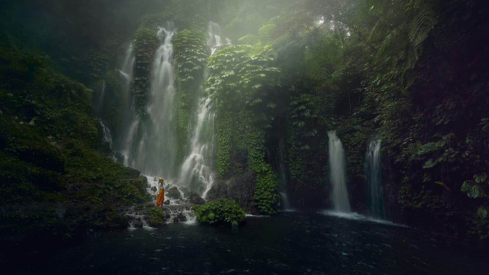 Tropical Waterfall Serenity by Javier de la Torre — canvas wall art