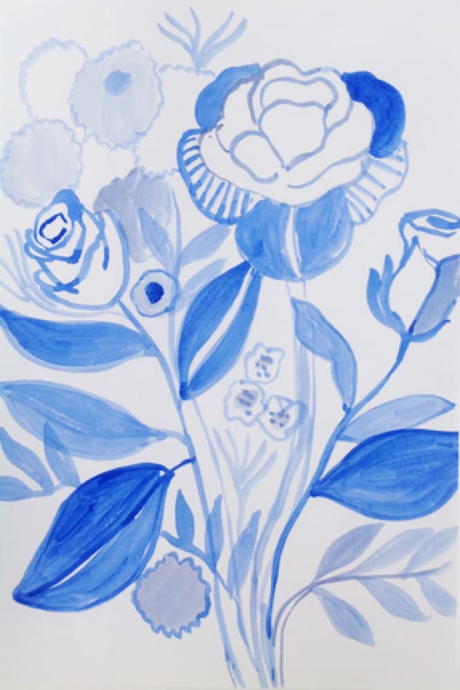 Serene Blue Blooms by Iria Fernandez — canvas wall art