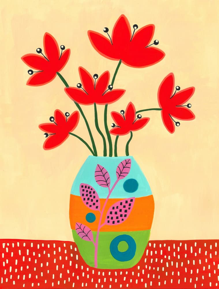 Whimsical Flowers Vase