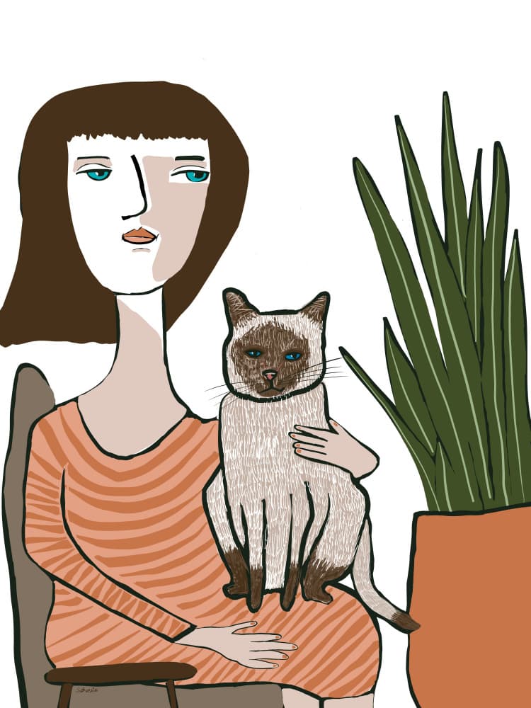 Woman and Siamese Cat by Sharyn Bursic — canvas wall art