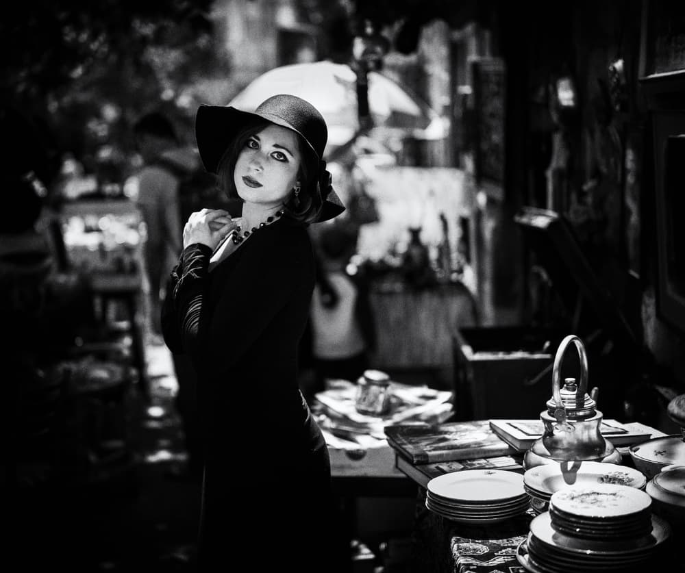 Elegant Woman Black Hat by Yuri Shepelev — canvas wall art