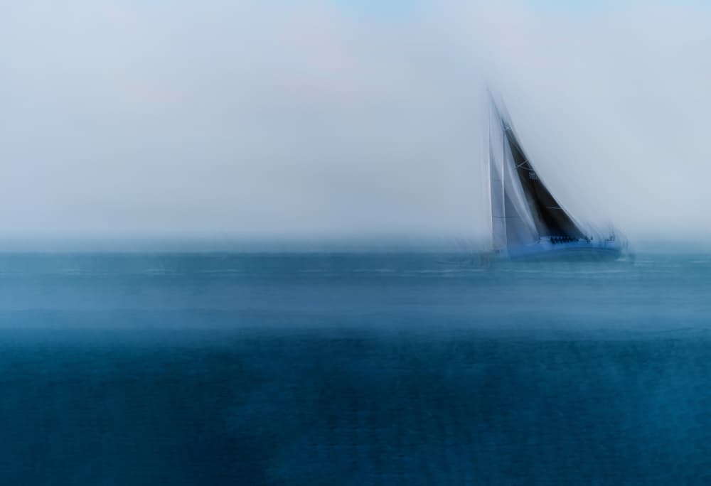 Misty Ocean Sailboat by Milan Malovrh — canvas wall art