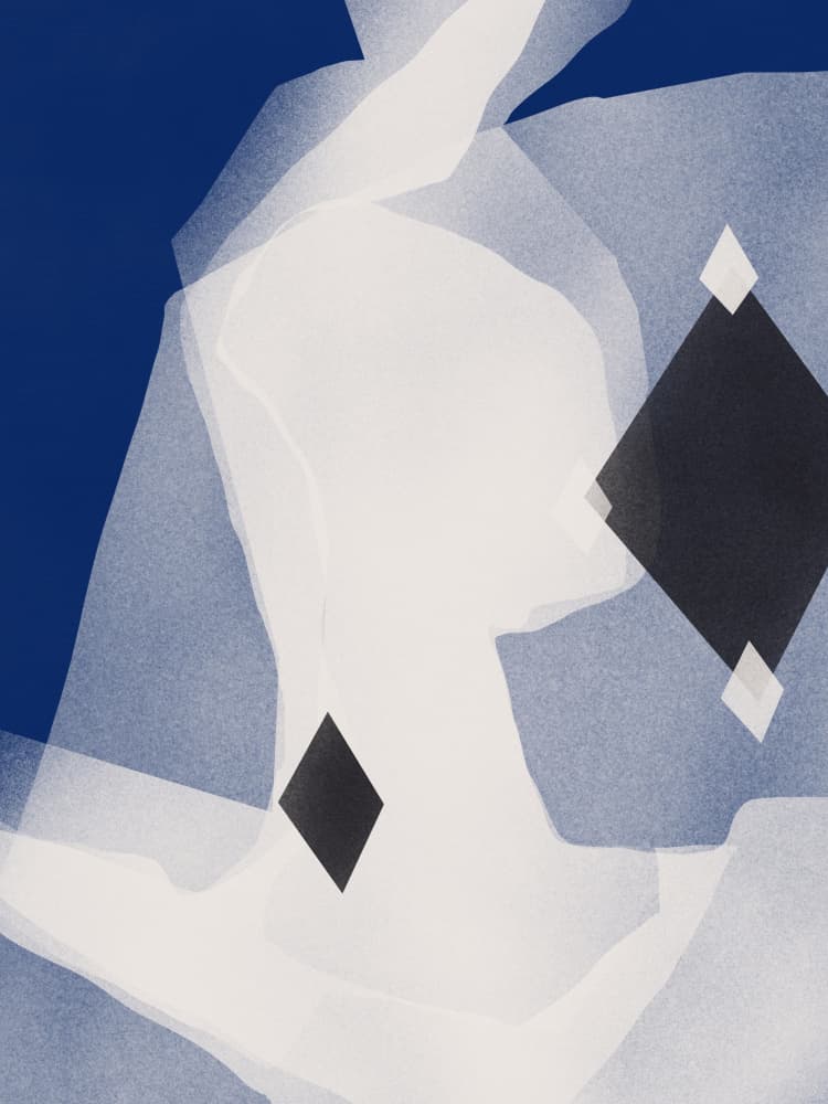 Layered Blue Diamond Forms by Little Dean — canvas wall art