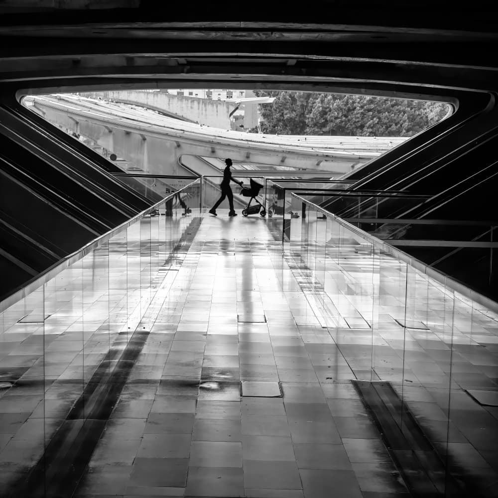 Urban Stroller Silhouette by Michel Groleau — canvas wall art