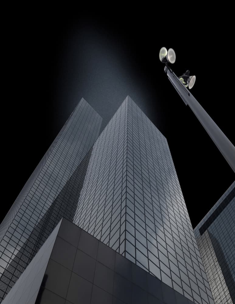 Modern Skyscrapers Night Sky by Jeroen van de Wiel — canvas wall art