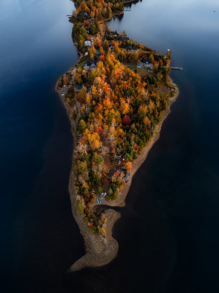 Vibrant Autumn Lake Island by Ambar Saha — canvas wall art