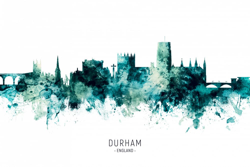 Durham Watercolor Skyline by Michael Tompsett — canvas wall art
