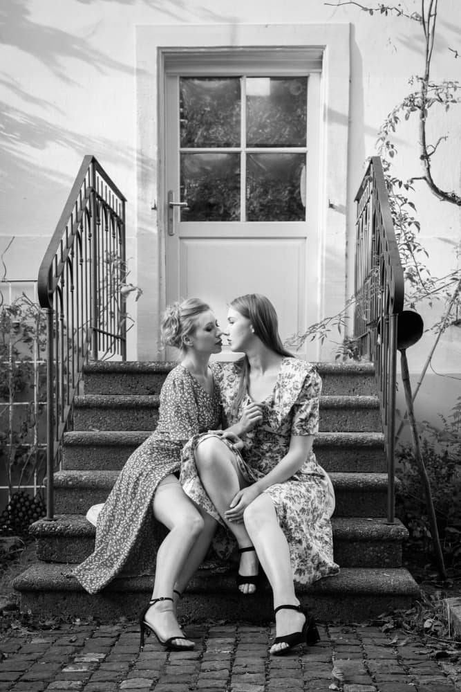 Tender Stairway Embrace by Ruth Franke — canvas wall art
