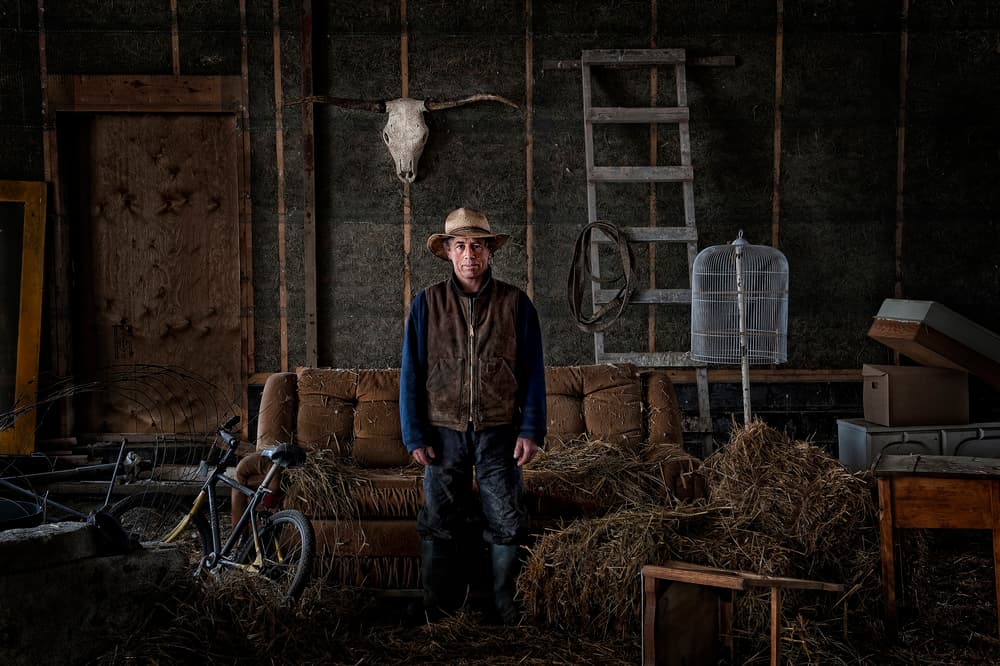 Rustic Barn Man by Claude Brazeau — canvas wall art