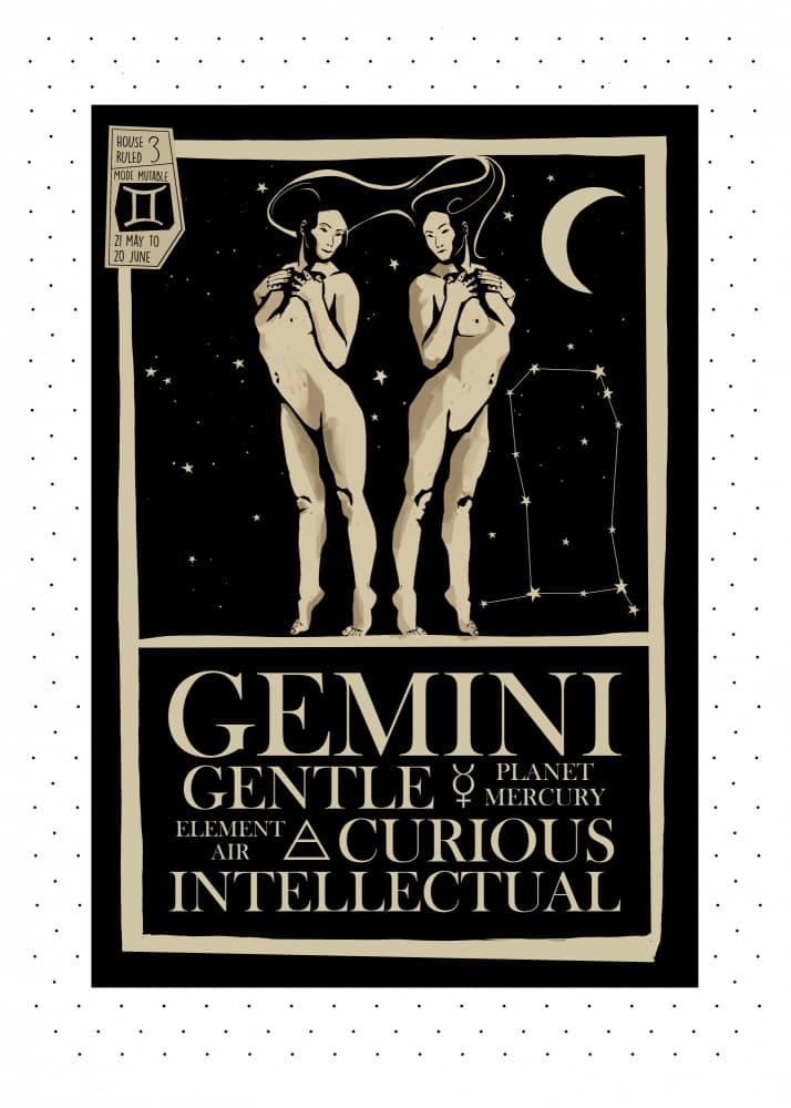 Celestial Gemini Twins by Dion Gem — canvas wall art