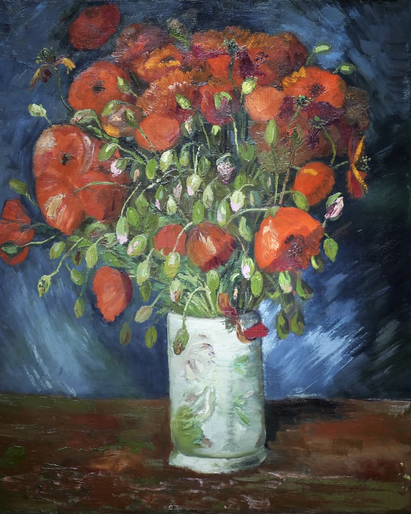 Vincent Van Gogh's Vase With Poppies (1886) by Vincent Van Gogh — canvas wall art