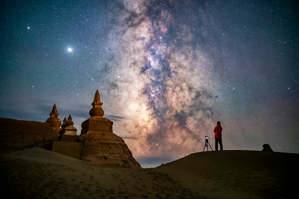 Milky Way Desert Stupas by SPIDER — canvas wall art