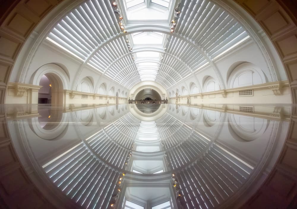Symmetrical Hallway Reflection by Steven Zhou — canvas wall art