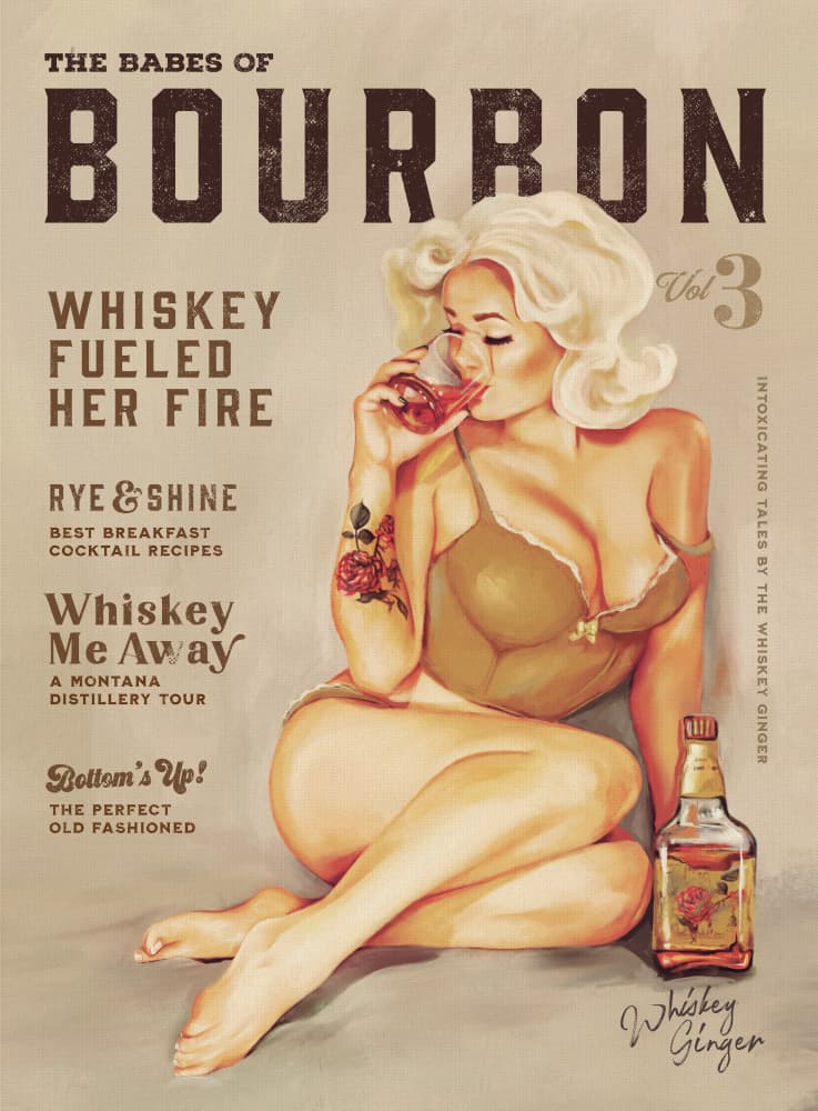 Bourbon Wall Art. Sexy Vintage Pin Up Girl Drinking Whiskey by The Whiskey Ginger — canvas wall art