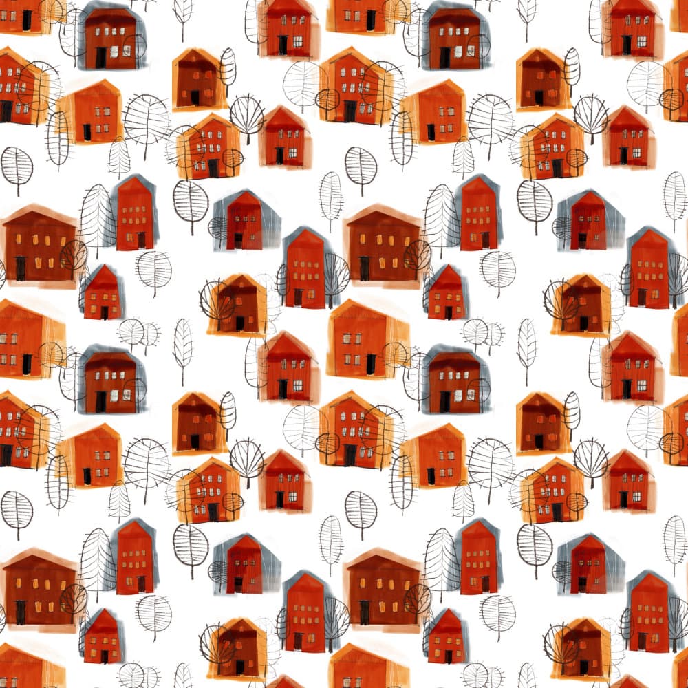 Cozy Village Pattern by MANSI SAXENA — canvas wall art