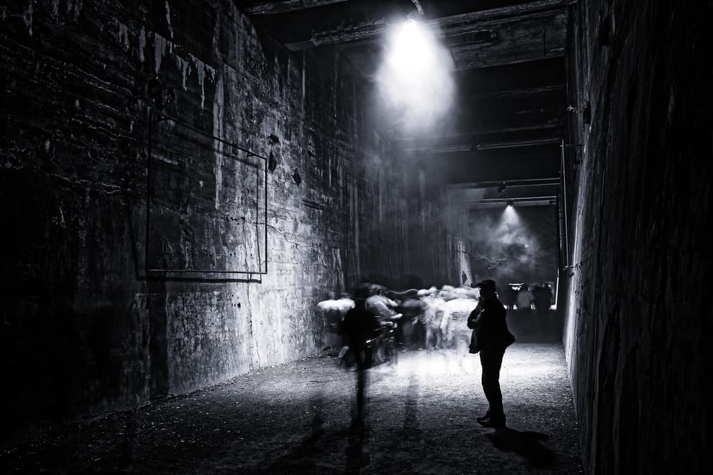 Contemplation in Shadowed Hall by Martin Fleckenstein — canvas wall art