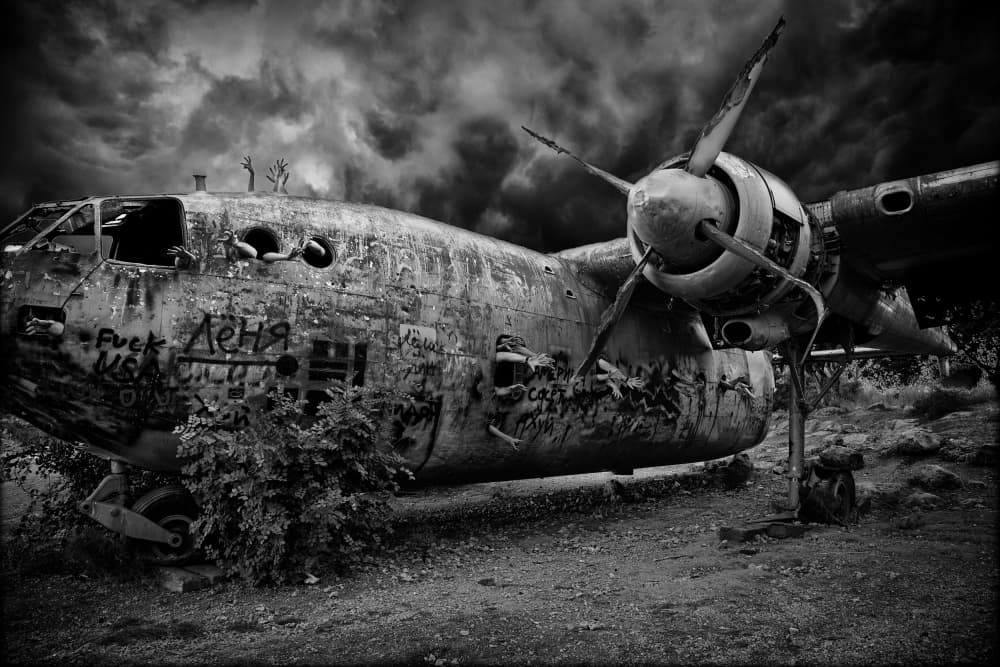 Abandoned Zombie Plane by Tomer Eliash — canvas wall art