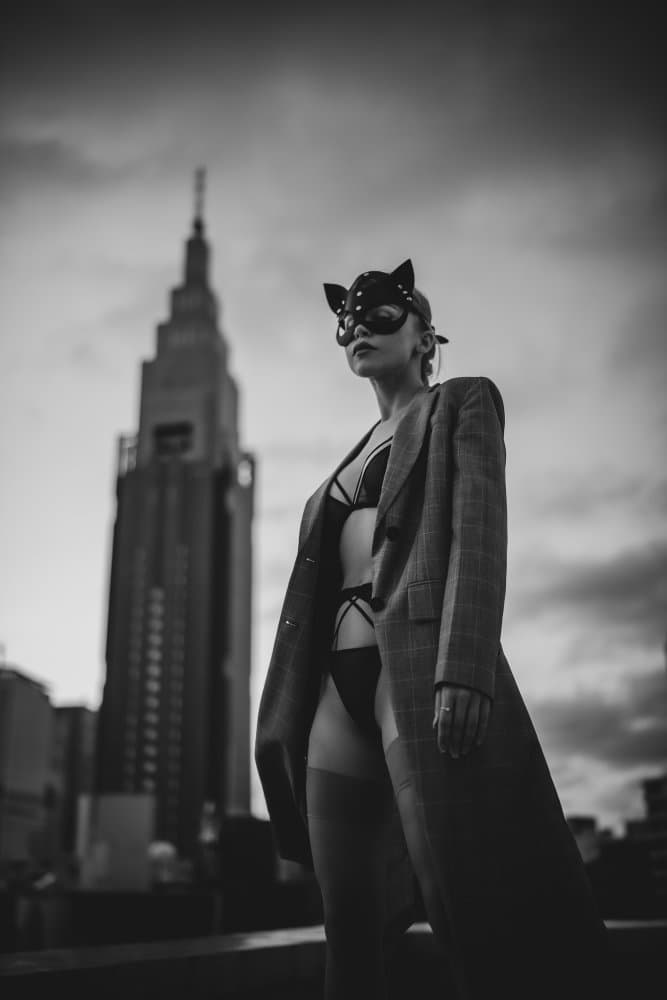 Mysterious City Cat by Jun Ishibashi — canvas wall art