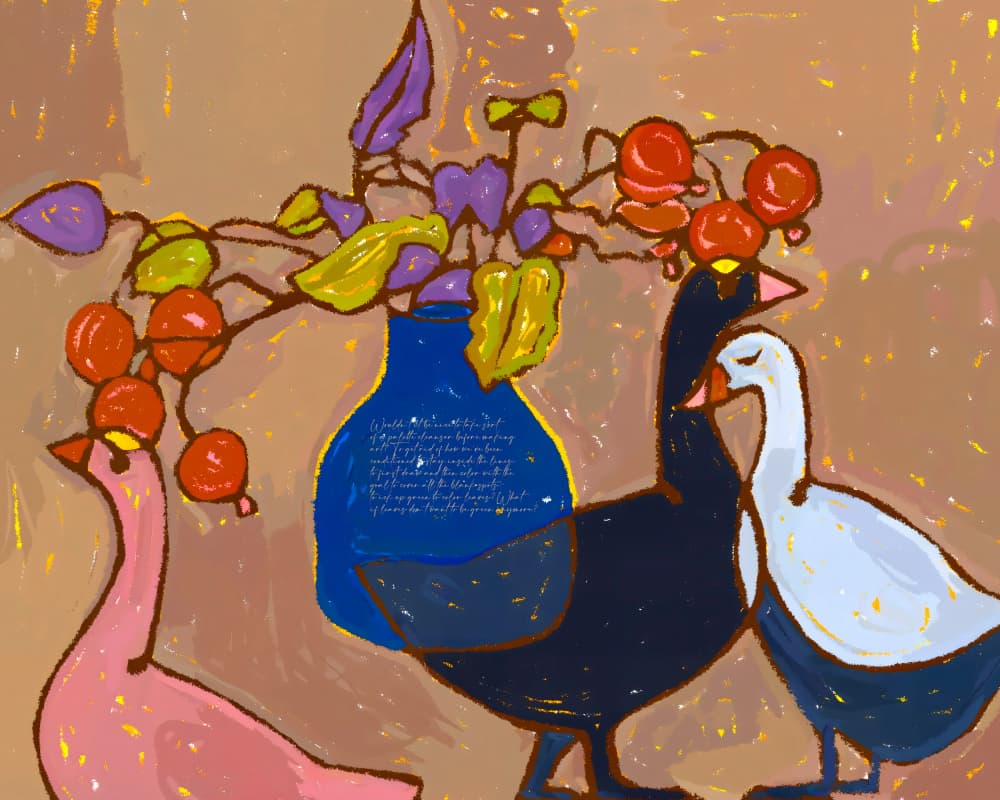 Whimsical Bird Vase by Uma Gokhale — canvas wall art