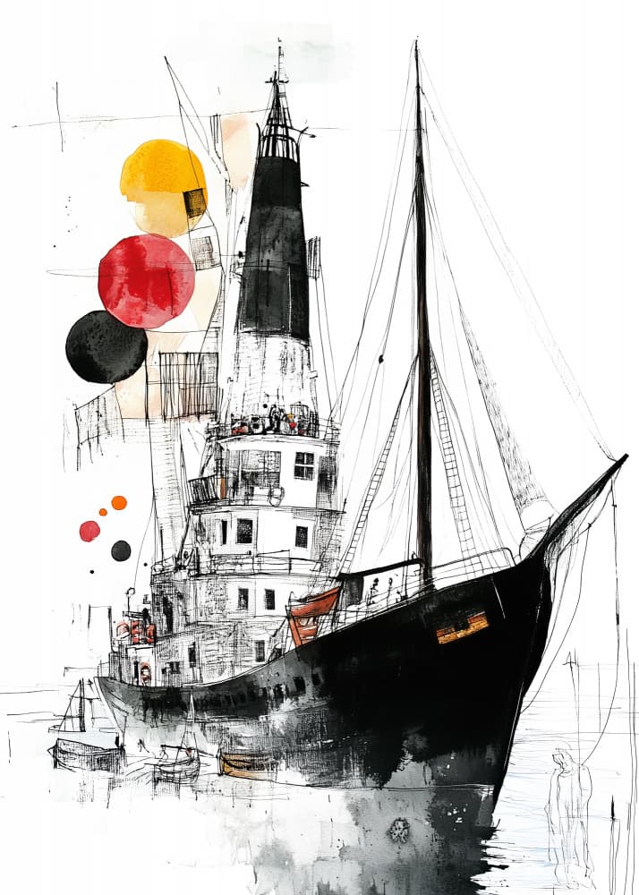 Sailing City Port by Justyna Jaszke — canvas wall art