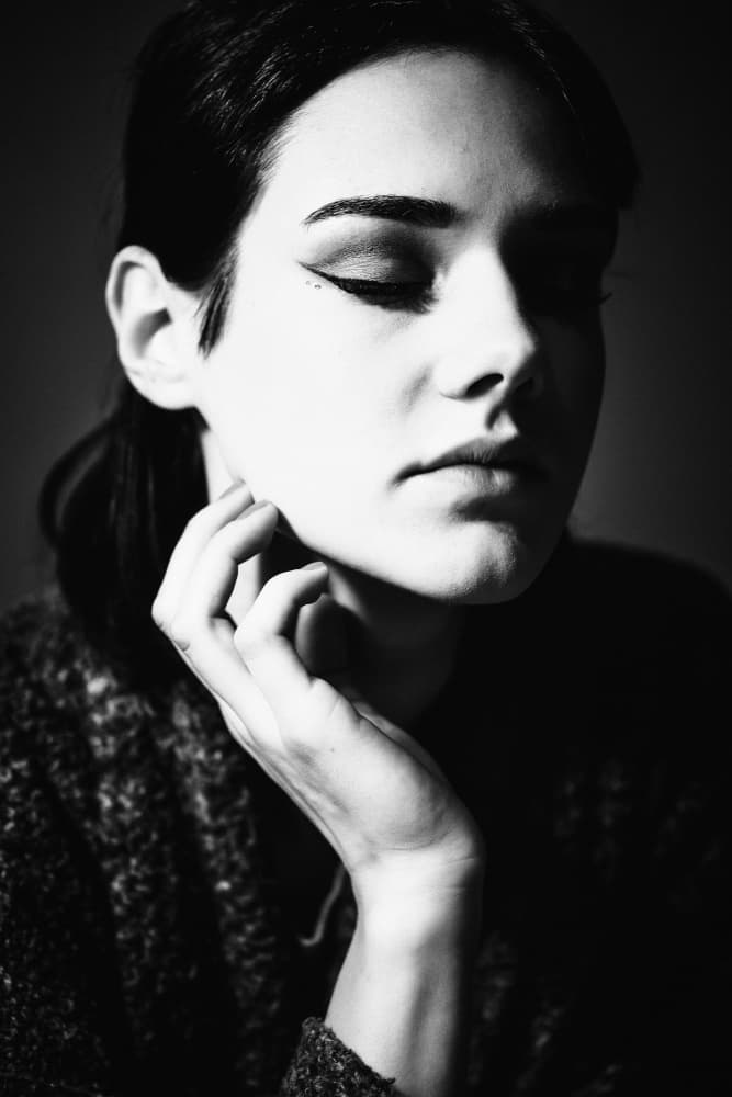Pensive Woman Portrait by Andrea Fraccaroli — canvas wall art
