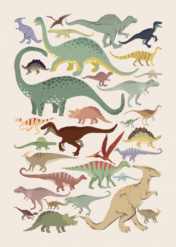 A World of Dinosaurs by Alina Shulhouskaya — canvas wall art