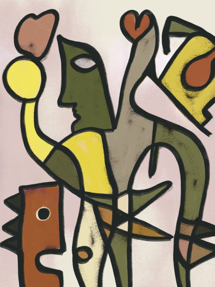 Abstract Love Figures by Little Dean — canvas wall art