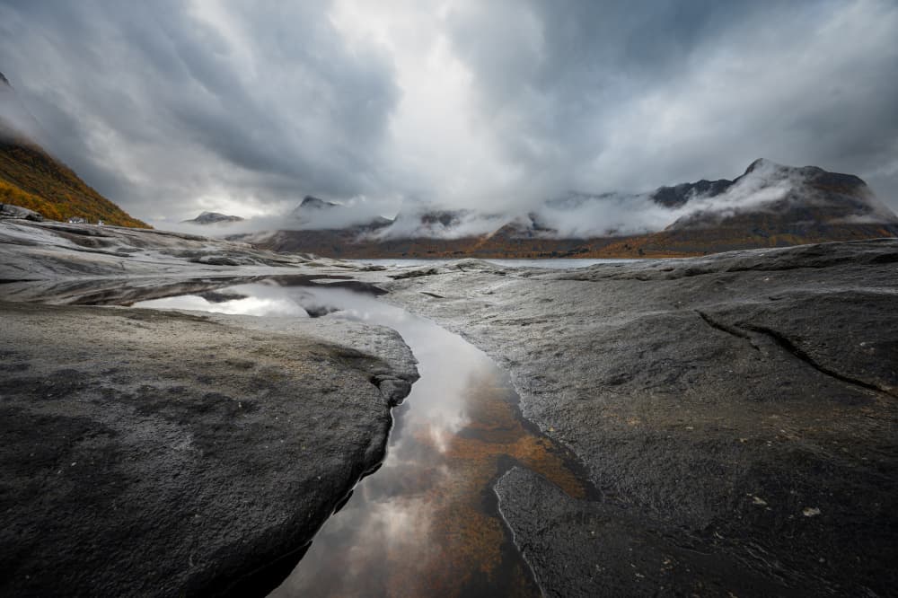 Moody Mountain Reflections by Jean Vandijck — canvas wall art