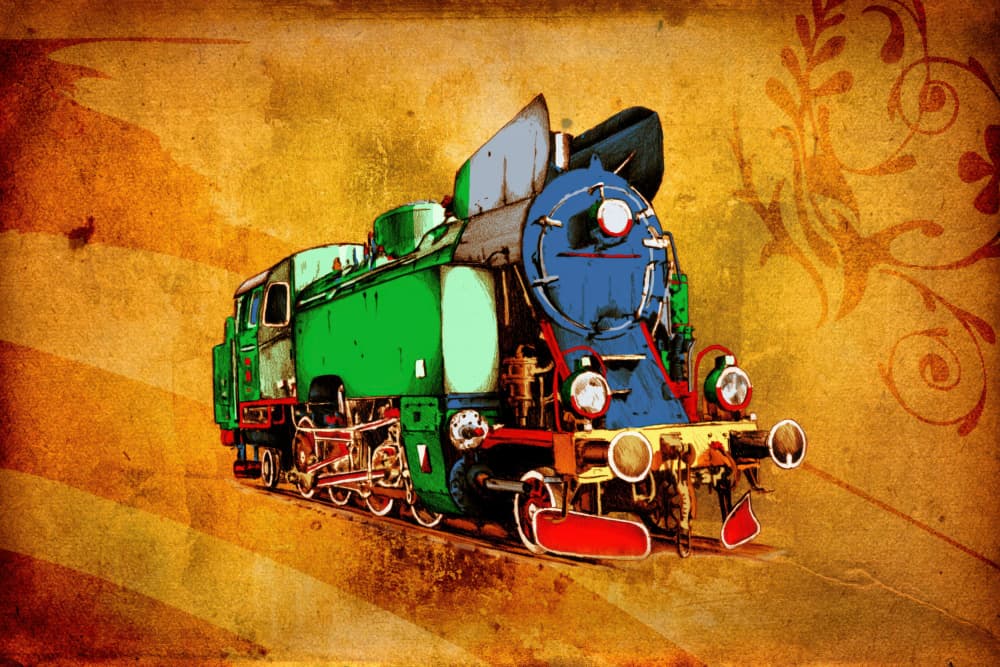 Vintage Green Steam Train by Rafal Kulik — canvas wall art