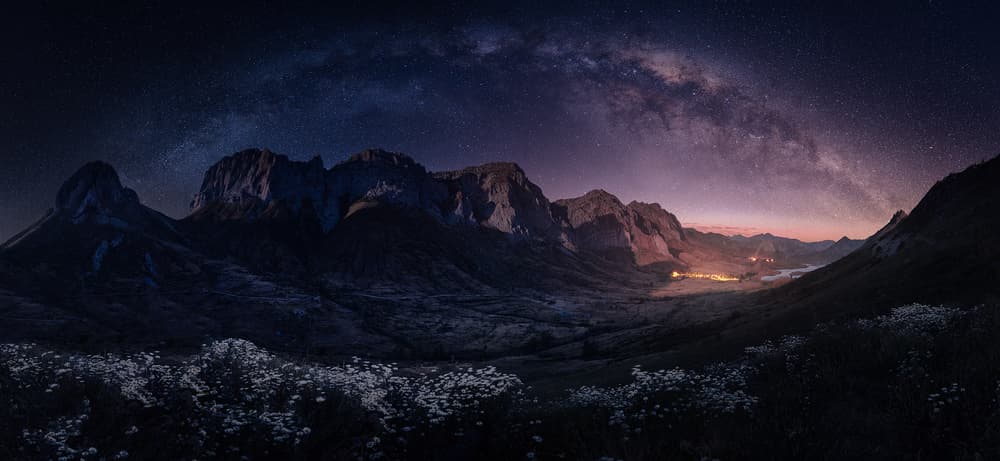 Milky Way Mountain Night by Sergio AbeVilla — canvas wall art