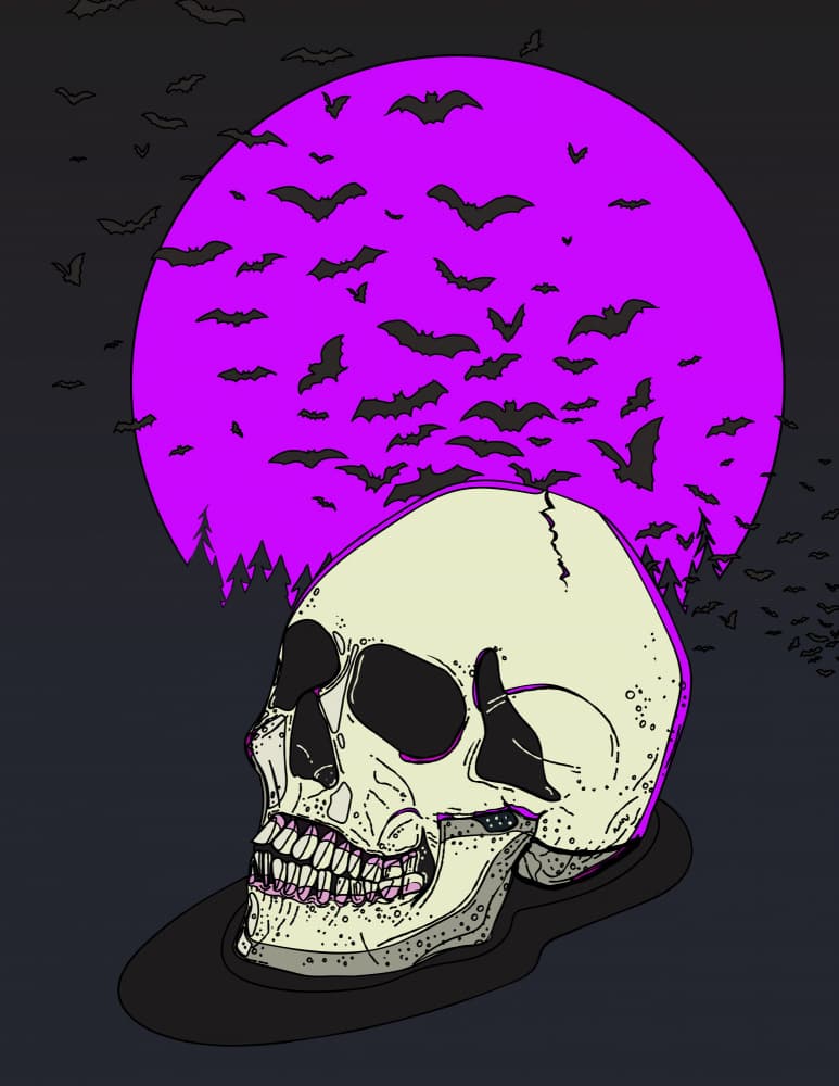 Gothic Skull Moon by Nicholas — canvas wall art