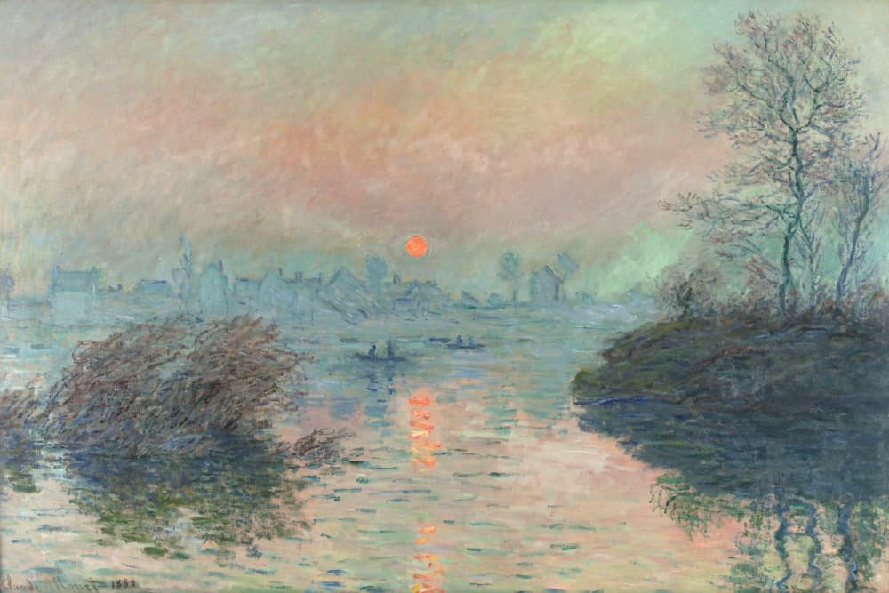 Sun Setting On the Seine At Lavacourt (1880) Claude Monet by Claude Monet — canvas wall art