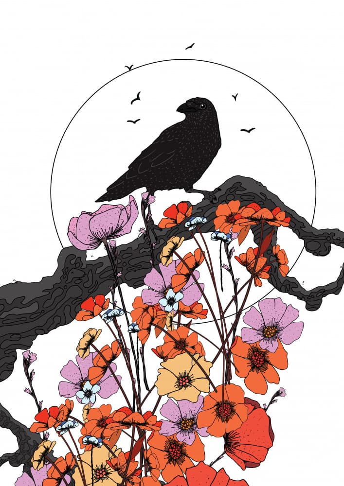 Raven Moon Bloom by Nicholas — canvas wall art