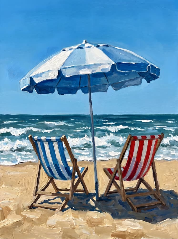 Sunny Beach Chairs by HUGO — canvas wall art