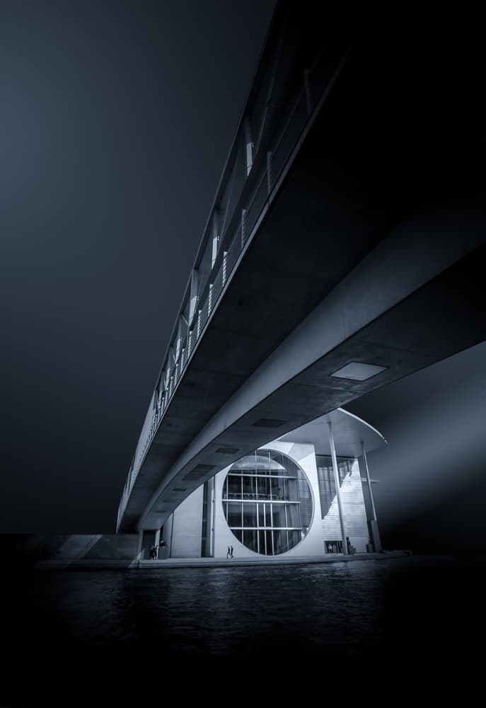 Modern Architecture Under Bridge by Jörg  Vollrath — canvas wall art